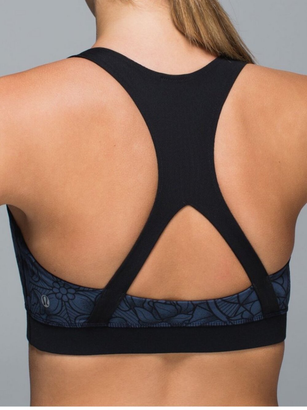 Lululemon 50 Rep Bra Women's 12 Prisma Inkwell Black Sports Run Yoga print blue - Picture 2 of 9
